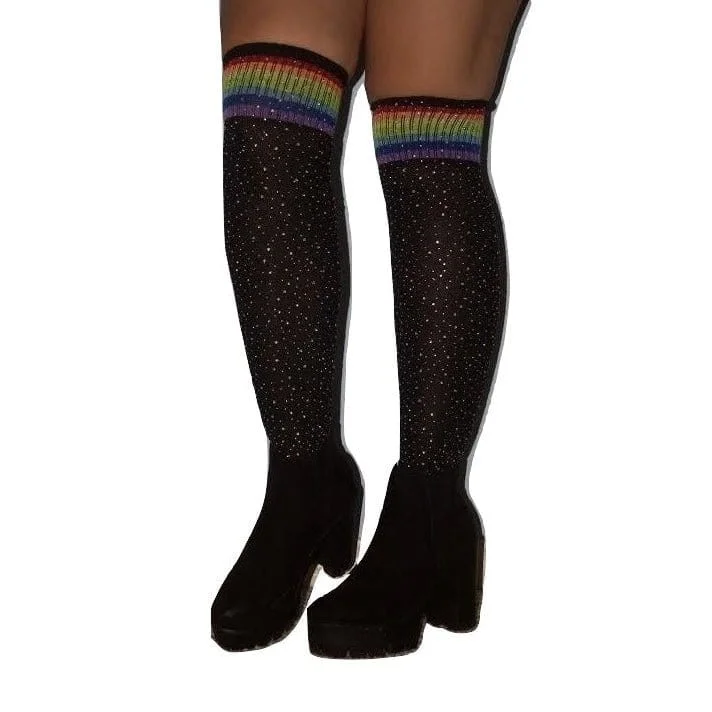 Women's nylon - reinforced socks for durabilityThe Bullish Store Women's Over the Knee Jeweled Rainbow Glam Disco Socks Women's nylon - reinforced socks for durabilityThe Bullish Store Women's Over the Knee Jeweled Rainbow Glam Disco Socks