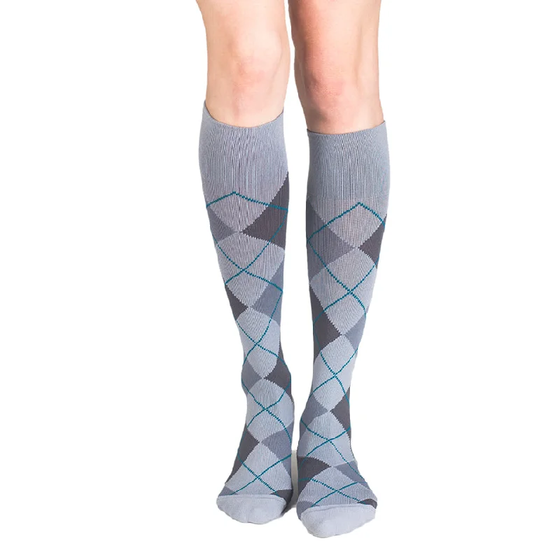 Lace - top stockings for a feminine touchRejuva Argyle Knee High Compression Socks