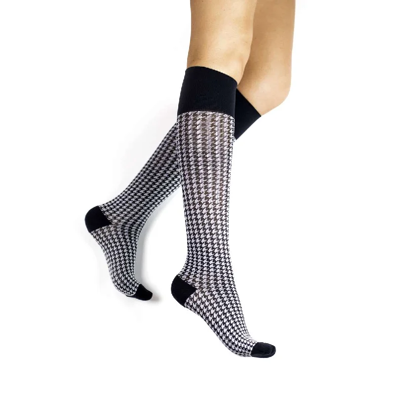 Knee - high stockings with a decorative bowRejuva Houndstooth Knee High Compression Socks Knee - high stockings with a decorative bowRejuva Houndstooth Knee High Compression Socks