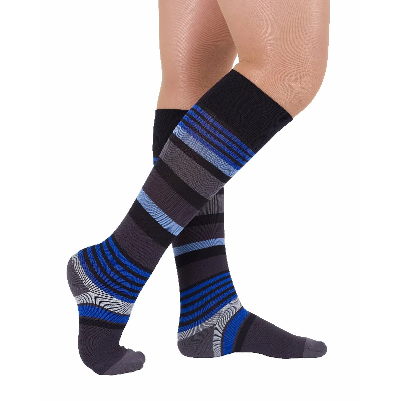 Gold - toned stockings for a glamorous touchRejuva Motley Stripe Knee High Compression Socks Gold - toned stockings for a glamorous touchRejuva Motley Stripe Knee High Compression Socks