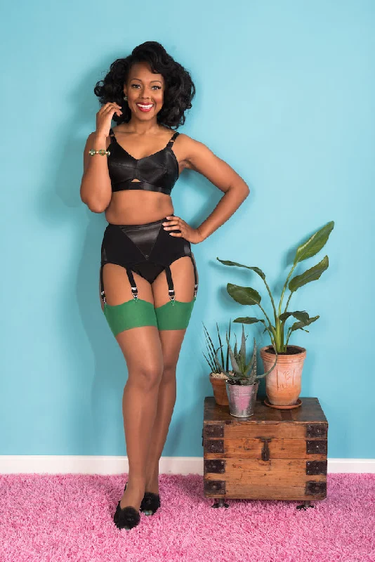 What Katie Did Seamed Nutmeg & Green Stockings