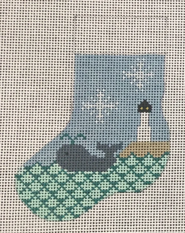 STK214 Whale and Lighthouse Mini Stocking