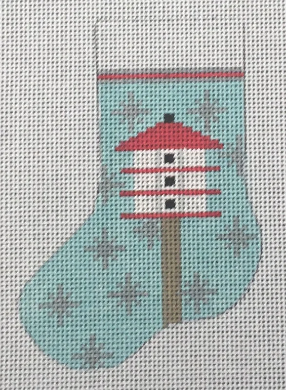 STK234 Candy Cane Birdhouse Mini Stocking