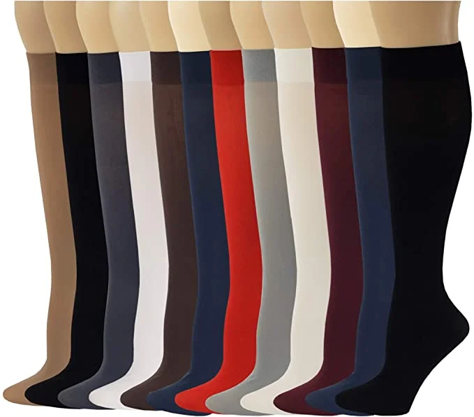 Knee-High Trouser Socks | Opaque Assorted | Sumona Womens (12 Pairs)