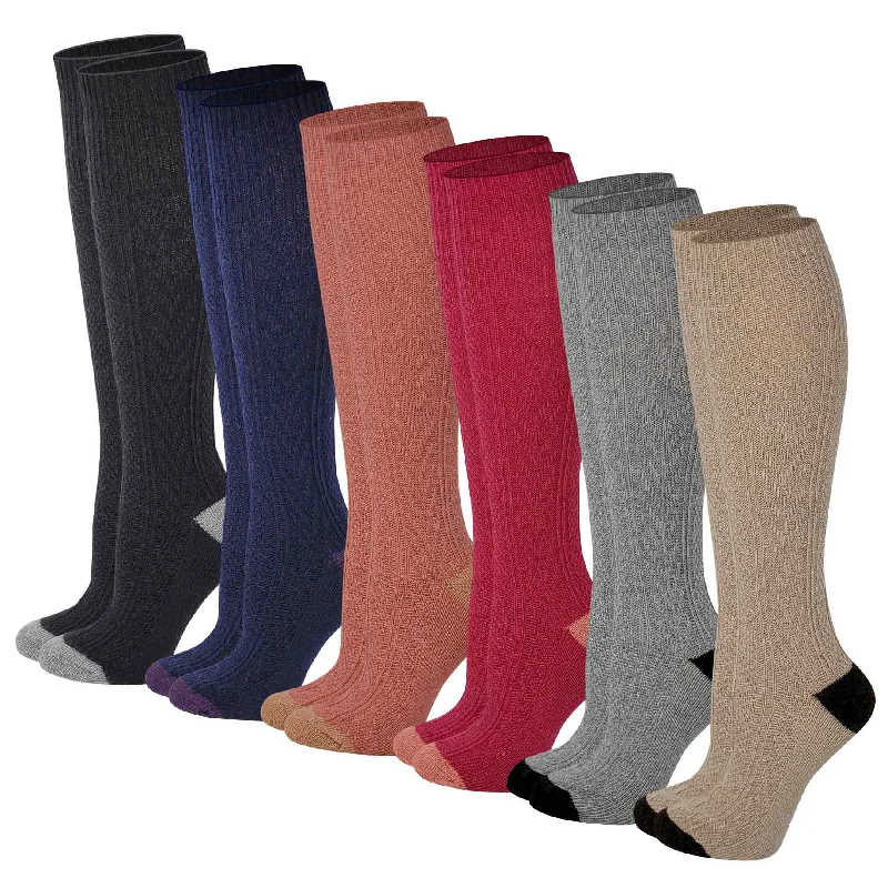 Women's wool - rich socks for winter warmthKnee High Boot Socks | Winter Cable Knit two tone Multi Color | Womens (6 pairs) Women's wool - rich socks for winter warmthKnee High Boot Socks | Winter Cable Knit two tone Multi Color | Womens (6 pairs)