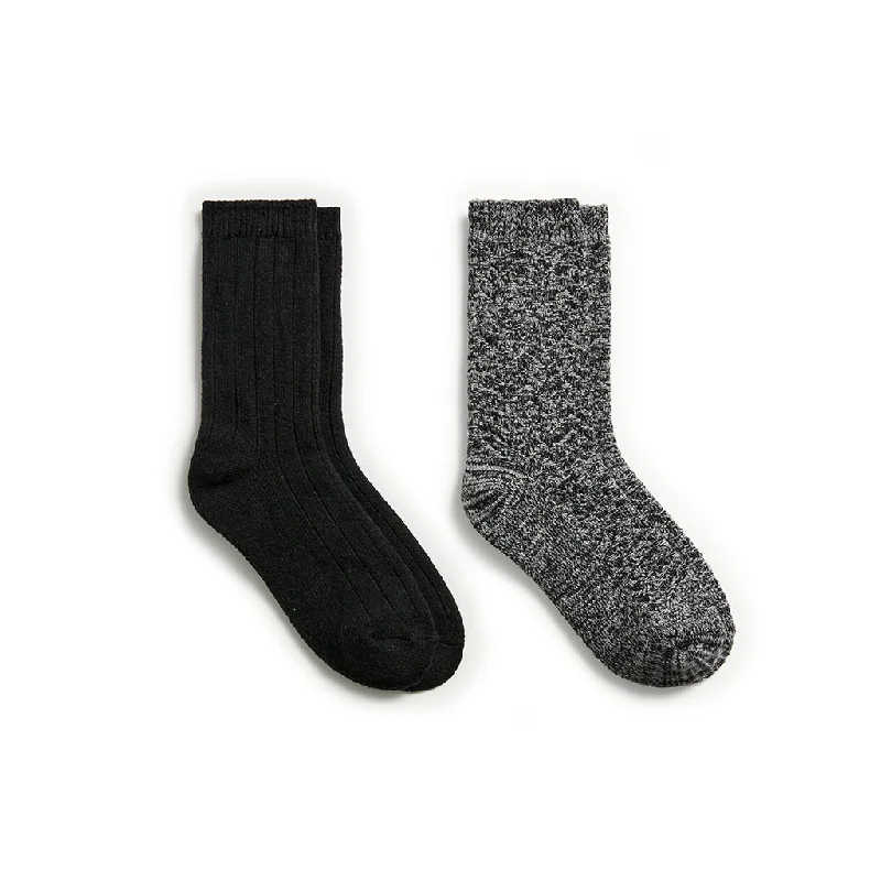 Tonal Spacedye Chevron Texture/Wide Rib Crew Sock 2-Pack