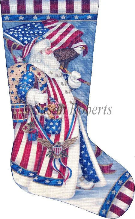 TTAXS340 Patriotic Santa Stocking - 18 mesh