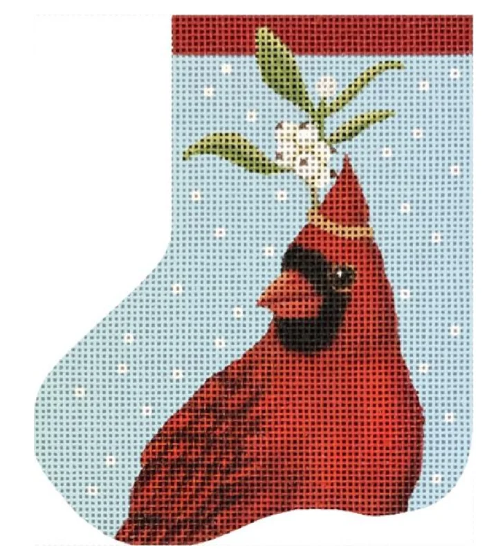 Argyle - printed stockings for a preppy styleVS358A Cardinal with Mistletoe Mini Sock