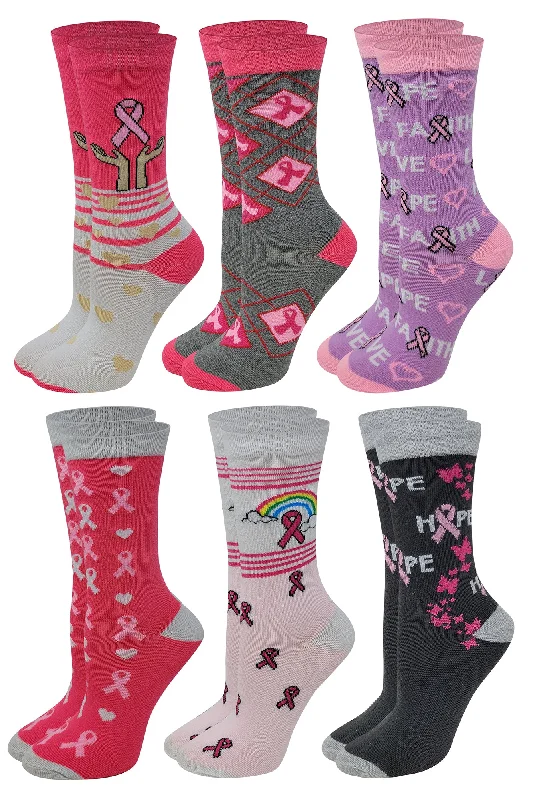 Women Crew Socks | Breast Cancer Awareness Design (6 Pairs)