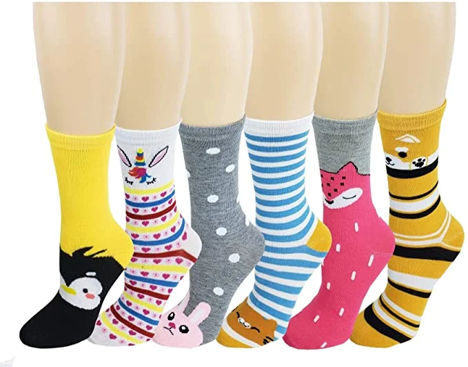 Women's hypoallergenic socks for sensitive skinWomen 6 Pairs Pack Animal Print Novelty Crew Socks Women's hypoallergenic socks for sensitive skinWomen 6 Pairs Pack Animal Print Novelty Crew Socks