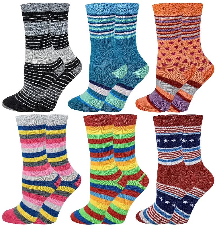 Women's nylon - reinforced socks for durabilityWomen 6 Pairs Pack Bright Stripes Novelty Dress Socks Women's nylon - reinforced socks for durabilityWomen 6 Pairs Pack Bright Stripes Novelty Dress Socks