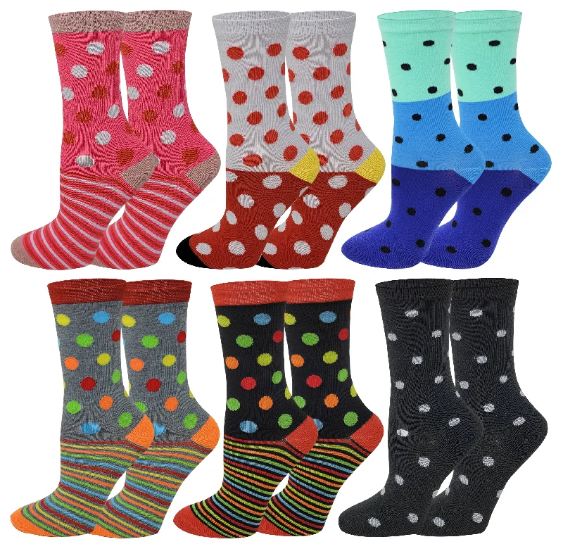 Crew Socks | Polka Dot Print | Women (6 Pairs)