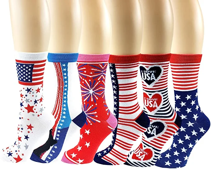 Women's thermal socks for cold weatherWomen 6 Pairs 4th of July Independence Day Novelty Crew Socks Women's thermal socks for cold weatherWomen 6 Pairs 4th of July Independence Day Novelty Crew Socks