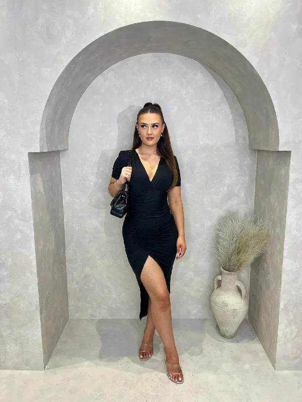 Maxi dresses with cold - shoulder cutouts for a trendy lookBlack Side Split Maxi Dress Maxi dresses with cold - shoulder cutouts for a trendy lookBlack Side Split Maxi Dress