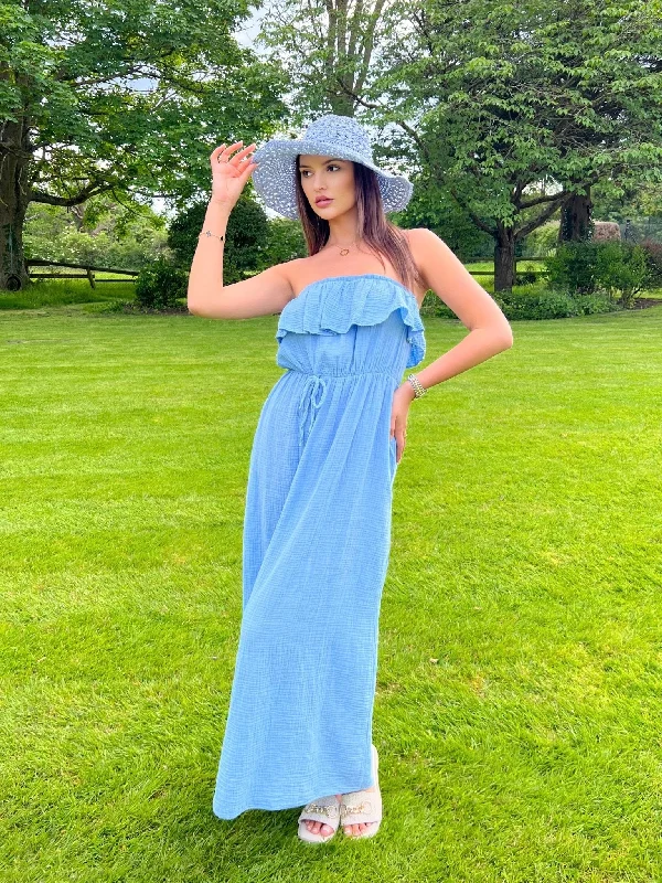 Maxi dresses with a belted empire waist for a more defined and flattering silhouetteBlue Santorini Bardot Maxi Dress Maxi dresses with a belted empire waist for a more defined and flattering silhouetteBlue Santorini Bardot Maxi Dress