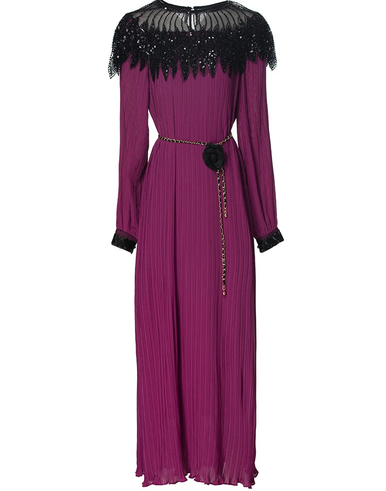Maxi dresses with a ruffled neckline for a charming lookDRESS STYLE  - SY1668