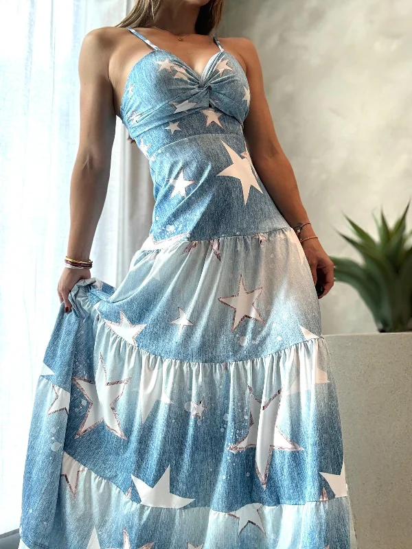 Maxi dresses with a wrap - around style for a customizable fitStars & Denim Blue Maxi Dress Maxi dresses with a wrap - around style for a customizable fitStars & Denim Blue Maxi Dress