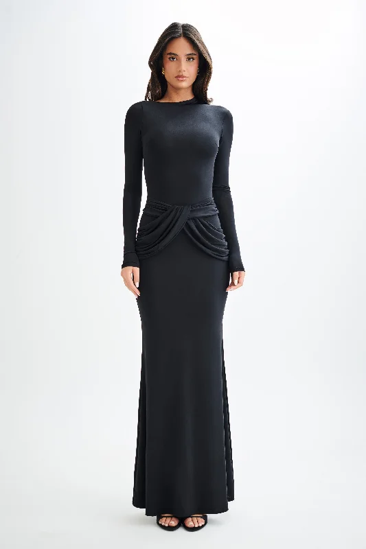 Maxi dresses with an empire waist for a flattering fit on all body typesHalcyon Long Sleeve Slinky Maxi Dress - Black