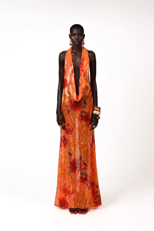 Maxi dresses with a cinched waist for a defined silhouetteKept Silk Dress - Orange Maxi dresses with a cinched waist for a defined silhouetteKept Silk Dress - Orange