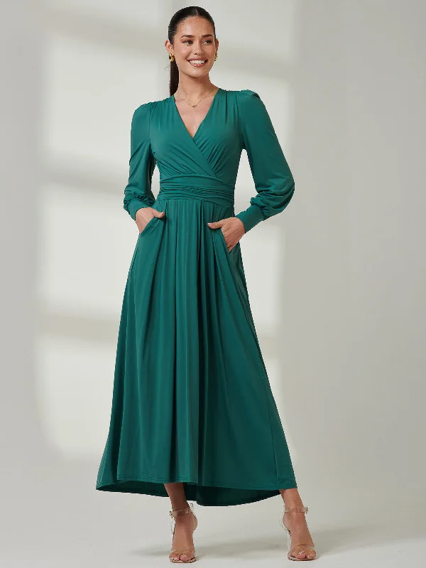 Linen maxi dresses for a breathable and lightweight summer optionLong Sleeve Super Soft Jersey Maxi Dress, Peacock Green Linen maxi dresses for a breathable and lightweight summer optionLong Sleeve Super Soft Jersey Maxi Dress, Peacock Green