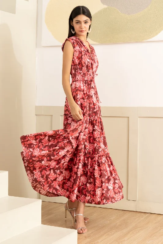 Maxi dresses with bow accents at the waist for a sweet appearanceMITZI DRESS