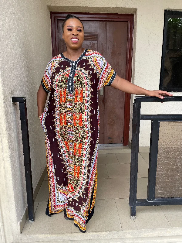 Velvet maxi dresses with long sleeves for winter weddingsEbony Maxi Dress | Brown Multicoloured African Tribal Print Velvet maxi dresses with long sleeves for winter weddingsEbony Maxi Dress | Brown Multicoloured African Tribal Print