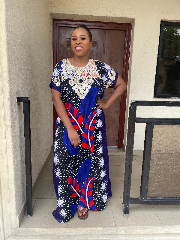 Maxi dresses with polka dot prints for a playful styleEva Blue and White Maxi Dress