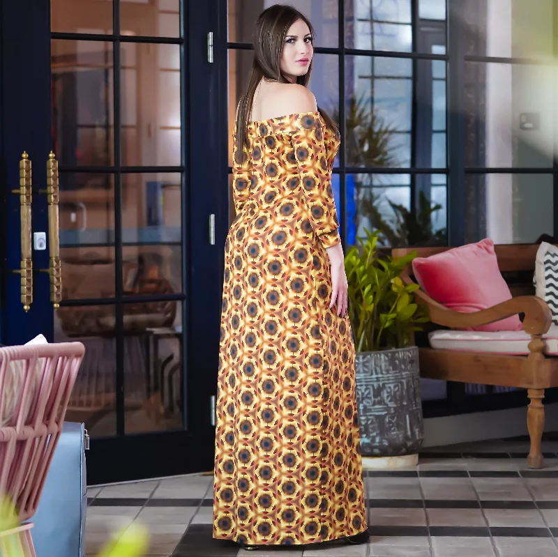 Sequined maxi dresses for formal evening galasValeria Long Dress in Iris of the Earth Print Sequined maxi dresses for formal evening galasValeria Long Dress in Iris of the Earth Print