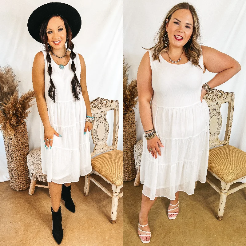 Maxi dresses with a keyhole back for a sexy detailMark My Words Tiered Tank Midi Dress in White Maxi dresses with a keyhole back for a sexy detailMark My Words Tiered Tank Midi Dress in White