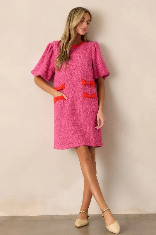 Leather mini dresses for a edgy styleAngel Eyes Pink Tweed Mini Dress