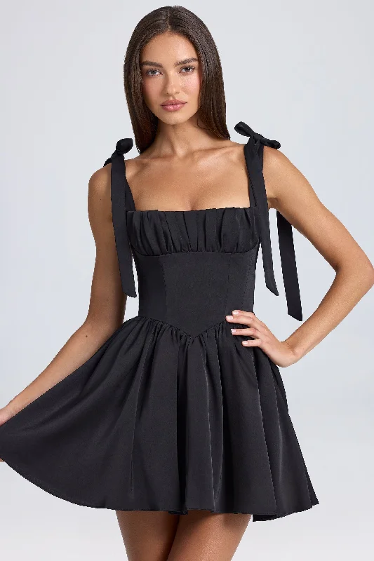 Mini dresses with tiered skirts for added volumeDraped Corset Mini Dress in Black