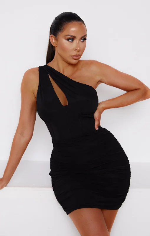 Cotton mini dresses for a comfortable everyday optionBlack One Shoulder Mesh Bodycon Mini Dress - Amy Cotton mini dresses for a comfortable everyday optionBlack One Shoulder Mesh Bodycon Mini Dress - Amy