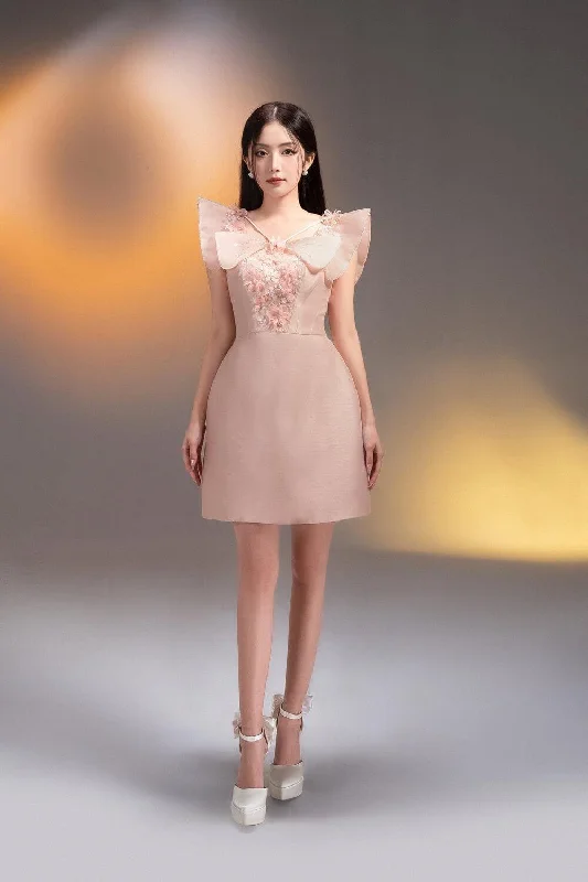 Velvet mini dresses for autumn weddingsMartha Pink A-line V-Neck Taffeta Mini Dress Velvet mini dresses for autumn weddingsMartha Pink A-line V-Neck Taffeta Mini Dress