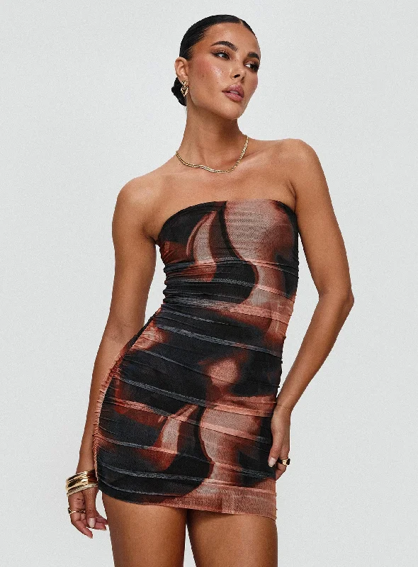Mini dresses with off - the - shoulder stylesMicah Mini Dress Brown Multi