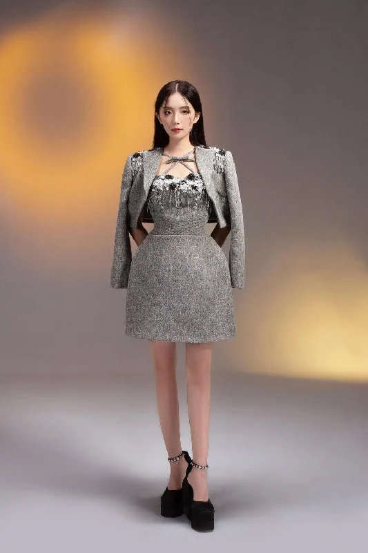 Mini dresses with beaded embellishments for a fancy eventPandora A-line Chest Cup Texture Mini Dress Mini dresses with beaded embellishments for a fancy eventPandora A-line Chest Cup Texture Mini Dress