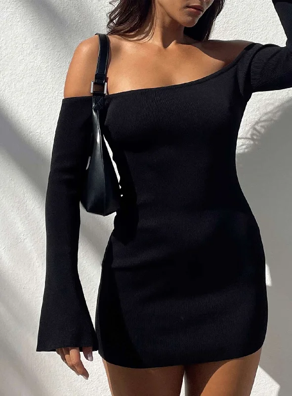 Ruffled mini dresses for a romantic touchParisa Long Sleeve Mini Dress Black Tall