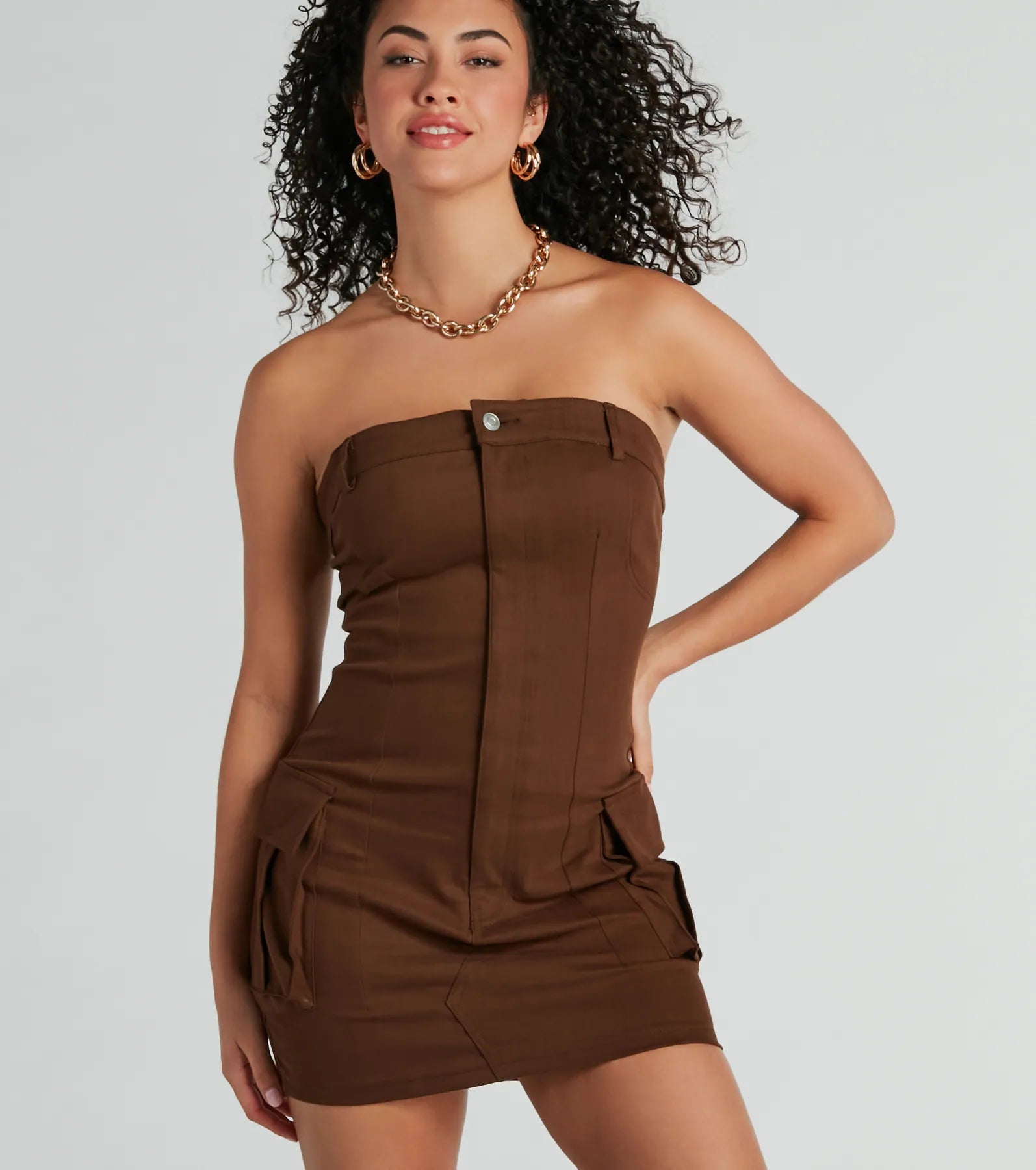 Mini dresses with mesh panels for a sexy and trendy lookSensational City Girl Strapless Cargo Mini Dress Mini dresses with mesh panels for a sexy and trendy lookSensational City Girl Strapless Cargo Mini Dress
