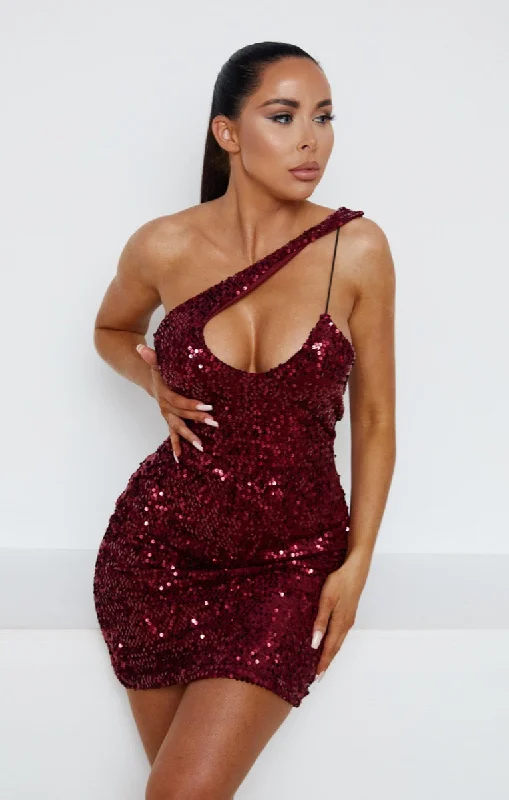 Floral print mini dresses for summer partiesWine Sequin One Shoulder Cut Out Bodycon Mini Dress - Ivy Floral print mini dresses for summer partiesWine Sequin One Shoulder Cut Out Bodycon Mini Dress - Ivy