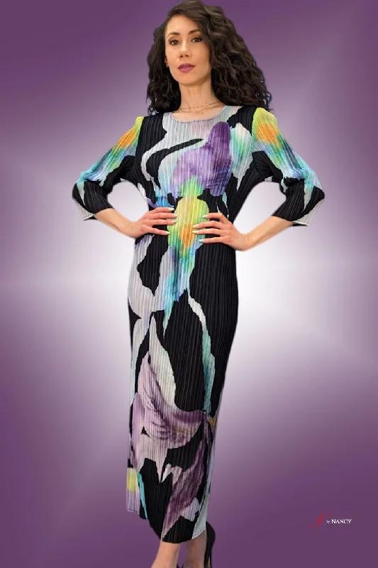Bodycon dress made of jersey for a casual lookLong Sleeve Pleated Multi Colored Long Dress Bodycon dress made of jersey for a casual lookLong Sleeve Pleated Multi Colored Long Dress