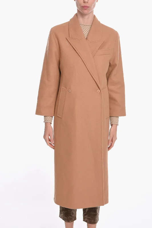 Women's longline double - breasted camel coats for a sophisticated lookAeron Double Breasted ISLA Coat with Peak Lapel Women's longline double - breasted camel coats for a sophisticated lookAeron Double Breasted ISLA Coat with Peak Lapel