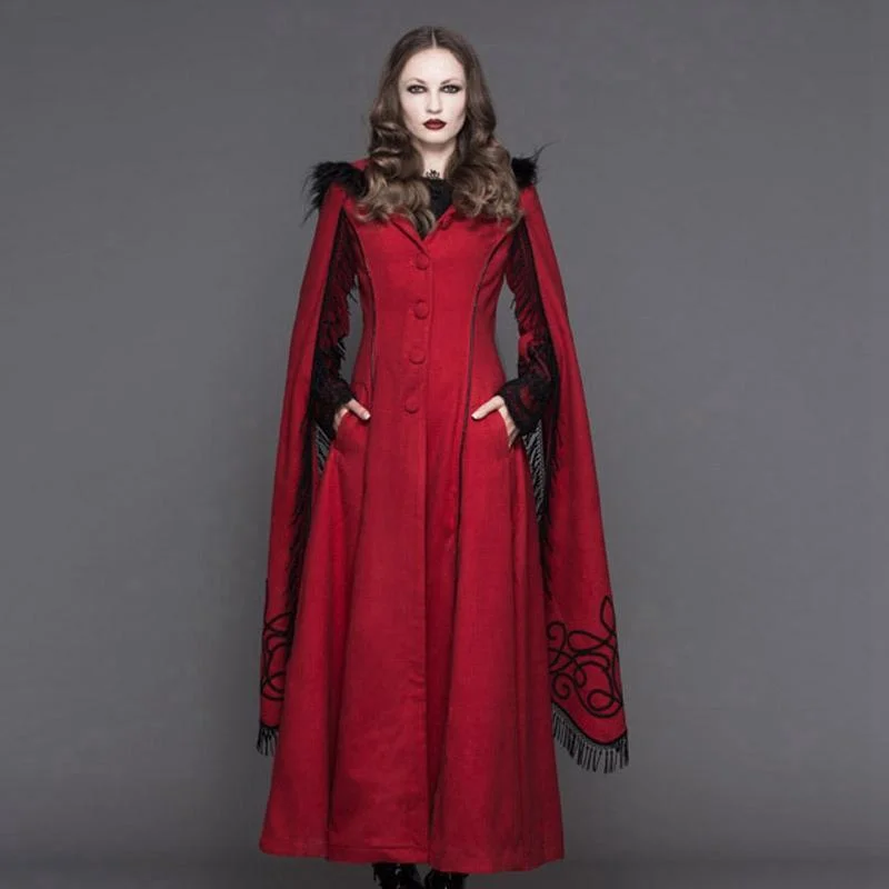 Plus size women's wool blend coats for a warm and stylish winterWomen's Angel Sleeve Tasseled Goth Long Coat Plus size women's wool blend coats for a warm and stylish winterWomen's Angel Sleeve Tasseled Goth Long Coat