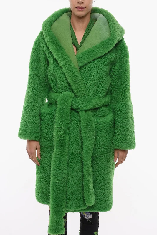 Women's pea coats with brass buttons for a nautical - inspired styleBottega Veneta Lamb Fur Wrap Coat with Hood Women's pea coats with brass buttons for a nautical - inspired styleBottega Veneta Lamb Fur Wrap Coat with Hood