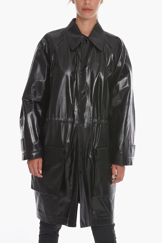 Women's cropped leather coats with silver studs for an edgy lookBottega Veneta Leather SHINY Coat with Drawstring Women's cropped leather coats with silver studs for an edgy lookBottega Veneta Leather SHINY Coat with Drawstring