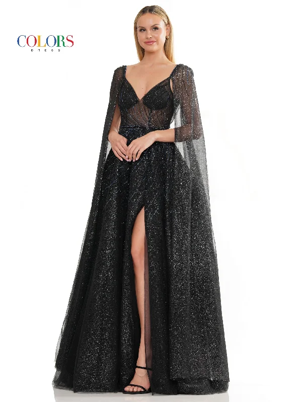 Bodycon dress with a zipper detail​Colors 3181 Prom Long Glitter Mesh Ball Gown