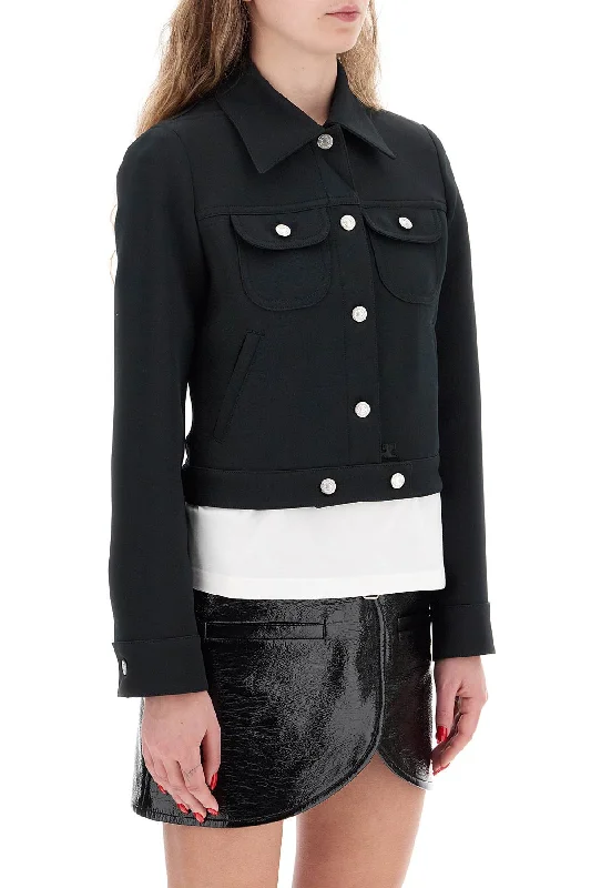 Women's faux fur coats in bright colors for a bold fashion statementCourreges Twill Trucker Jacket In Women's faux fur coats in bright colors for a bold fashion statementCourreges Twill Trucker Jacket In