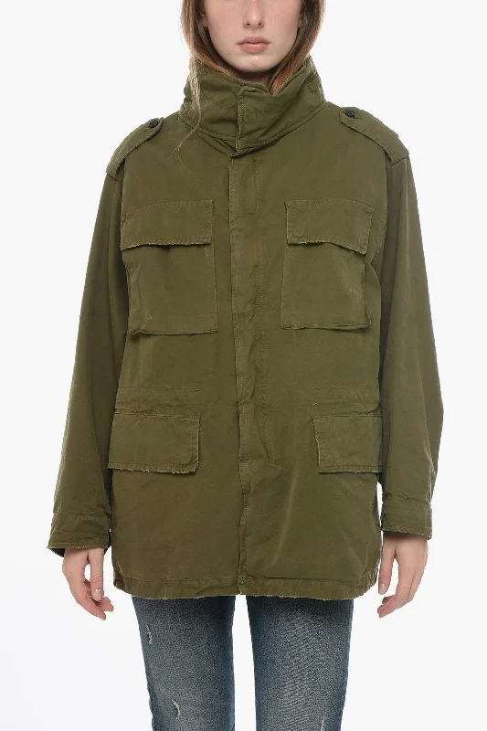 Women's longline double - breasted camel coats for a sophisticated lookDarkpark Sahariana Turtleneck Jacket with Distressed Effect Women's longline double - breasted camel coats for a sophisticated lookDarkpark Sahariana Turtleneck Jacket with Distressed Effect