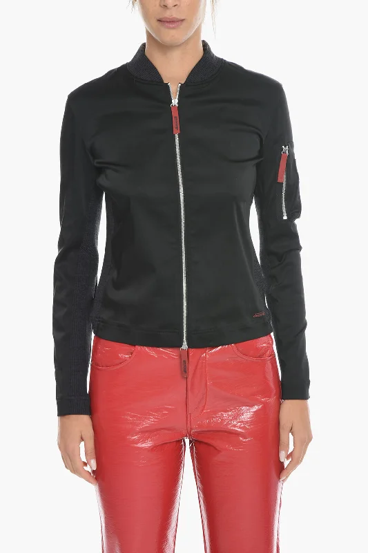 Mid - length women's down coats in a slim fit for a modern and sleek appearanceDiesel Satin T-OPUNTIA Bomber Jacket with Contrasting Details and S Mid - length women's down coats in a slim fit for a modern and sleek appearanceDiesel Satin T-OPUNTIA Bomber Jacket with Contrasting Details and S