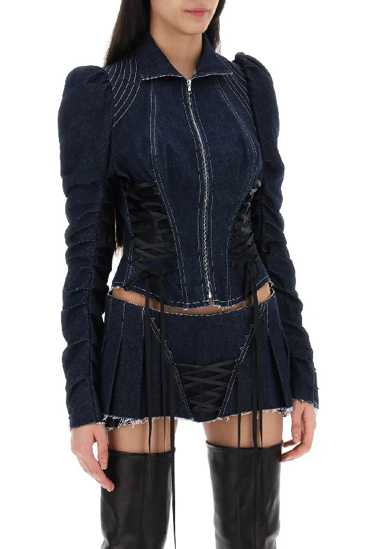 Petite women's wool blend coats with a tailored fit for a flattering silhouetteDilara Findikoglu Denim Jacket With Corset Detailing Petite women's wool blend coats with a tailored fit for a flattering silhouetteDilara Findikoglu Denim Jacket With Corset Detailing