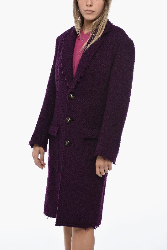 Women's pea coats with brass buttons for a nautical - inspired styleDsquared2 Bouclè Wool Blend Coat With Flap Pockets Women's pea coats with brass buttons for a nautical - inspired styleDsquared2 Bouclè Wool Blend Coat With Flap Pockets