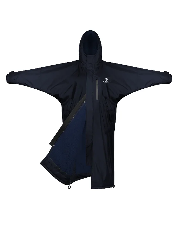 Embroidered women's cotton coats in a bohemian pattern for a unique designEvolution Women's | Thick Fleece | Fixed Hood | Navy/Navy Embroidered women's cotton coats in a bohemian pattern for a unique designEvolution Women's | Thick Fleece | Fixed Hood | Navy/Navy